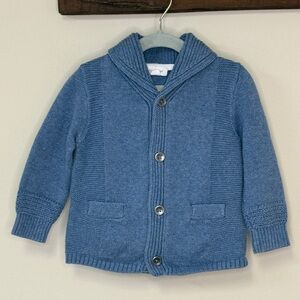 Angel Dear: Boys Blue Shawl Collar Cardigan, Size 12-18 Mo